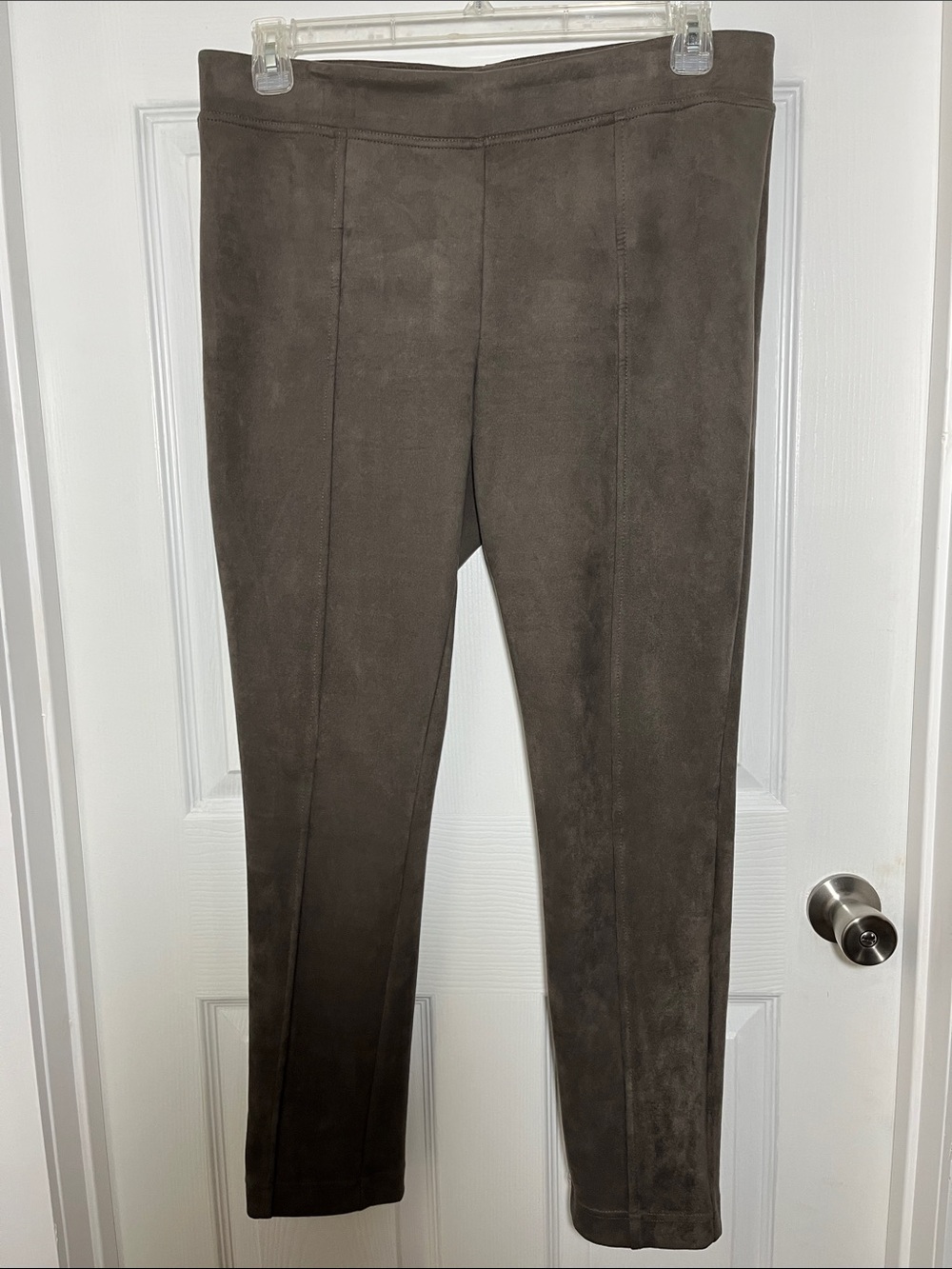 Andrew Marc Brown Suede-Look Pull on Ankle Pants